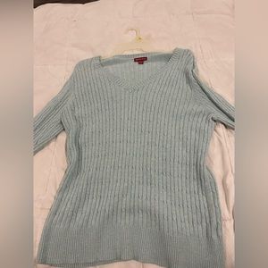 light blue sweater